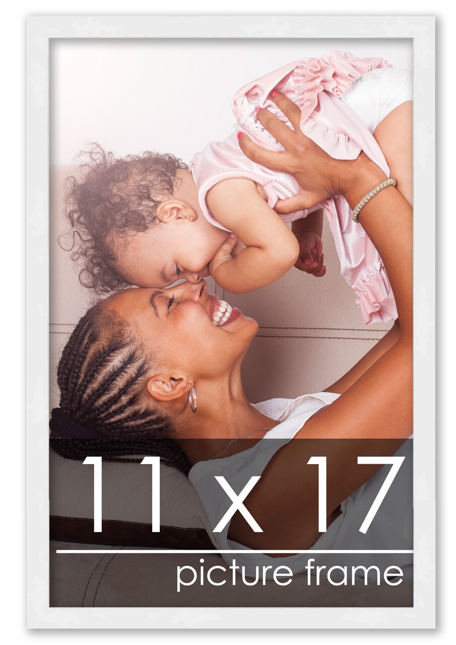 11x17 Solid Wood Picture Frame with UV-Resistant Acrylic & Acid-Free Backing, Available in 6 Finishes: Matte Black, Matte White, Metallic Bronze, Silver, Natural Wood Grain & Mahogany